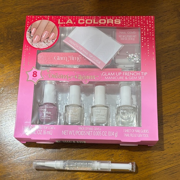L.A. Colors Other - Bundle L.A. Colors Dreamy Glam French Tip Set Pink and White &  Cuticle Oil  Pen